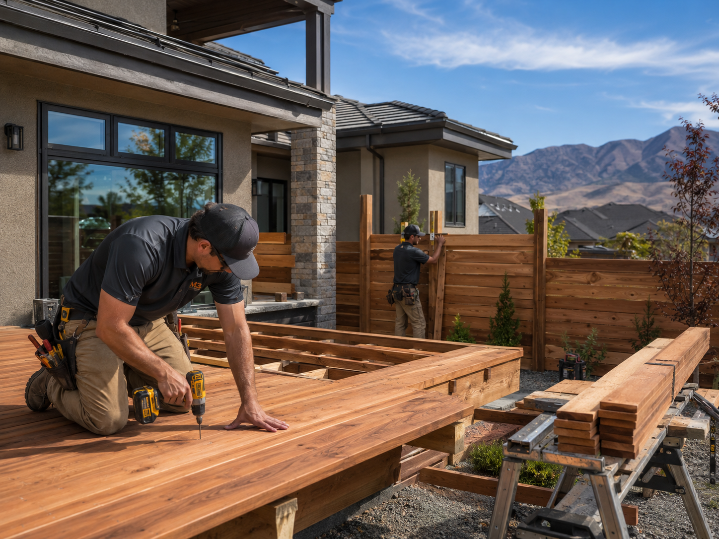 M3 crew building a deck and fence in Northern Nevada
