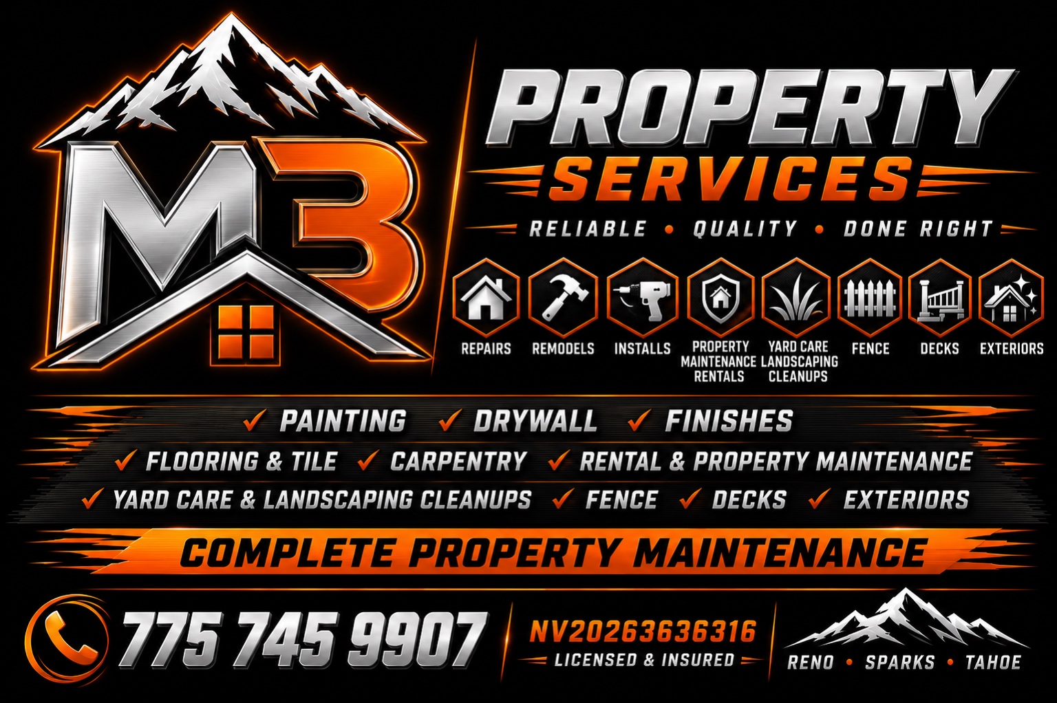 M3 Property Services complete service board